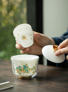 德化白瓷盖碗旅行茶具套装户外旅游便捷式快客杯随身携带一壶三杯