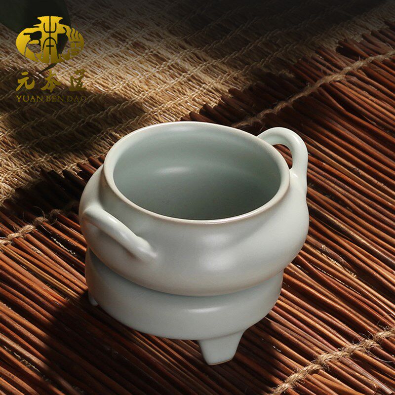 元本道汝窑茶滤圆满茶漏功夫茶具茶道配件陶瓷开片茶具汝瓷茶漏