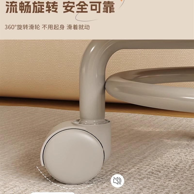 万向轮家用小凳子滑轮矮凳带娃神器儿童带滑轮板凳懒人圆凳靠背椅