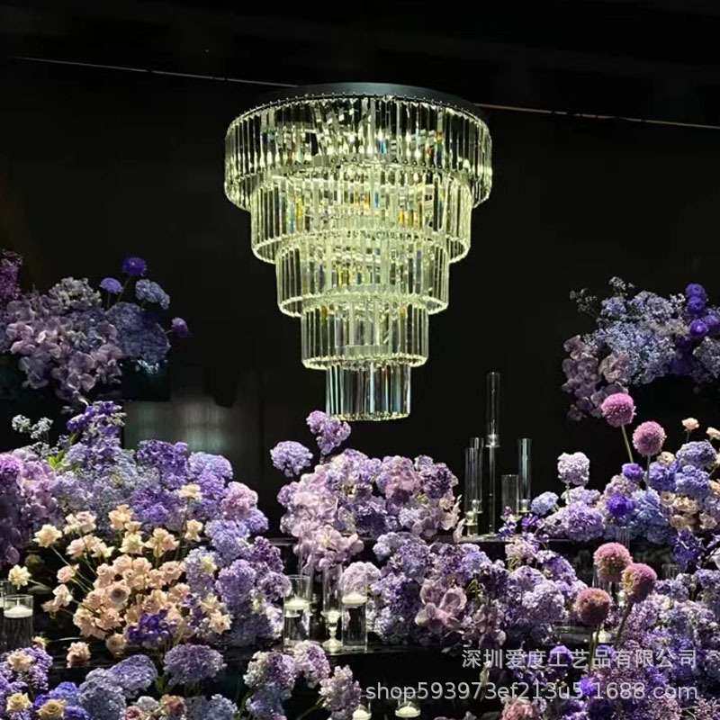 婚庆新款道具水晶冰条吊灯路引酒店婚礼堂舞台顶部吊顶挂件装饰品