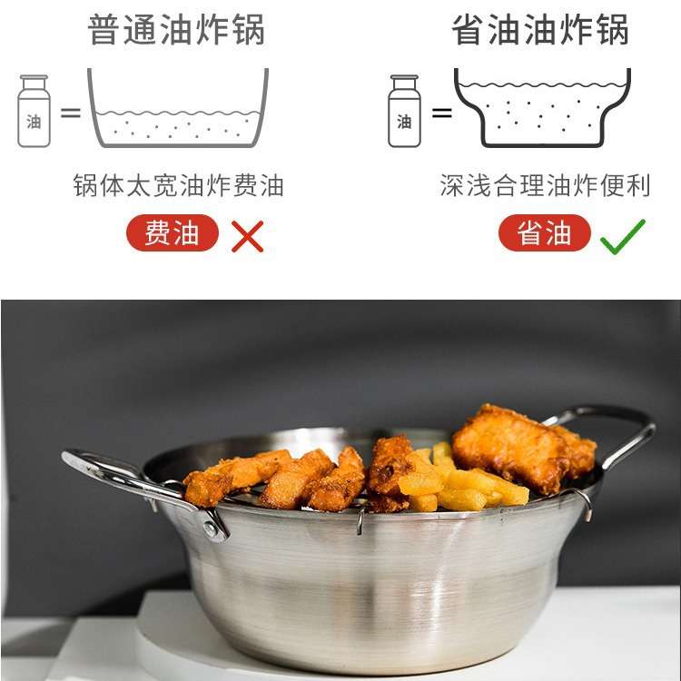 炸锅家用小省油不粘天妇罗油炸锅深日式炸油锅电磁炉小型迷你煮锅