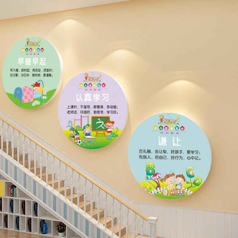 幼儿园文明礼物仪礼貌用语主题环创布置楼道走廊行为好习惯立体壁