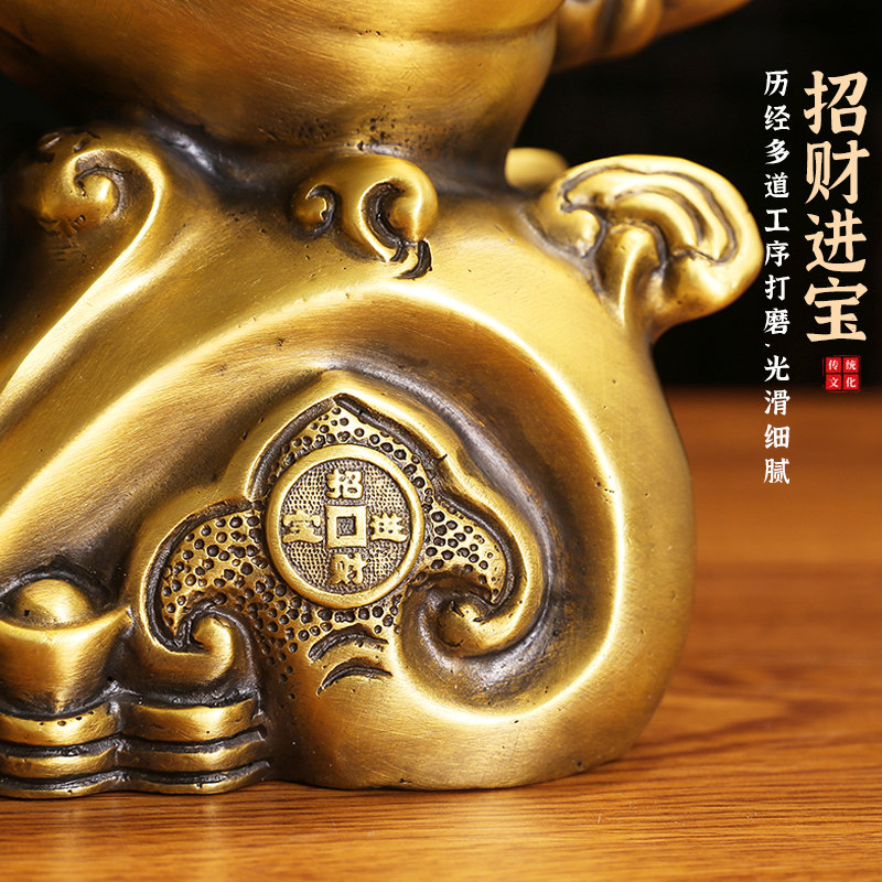 纯铜聚宝盆白菜百财摆件家居客厅玄关店铺开业送礼装饰品工艺礼品