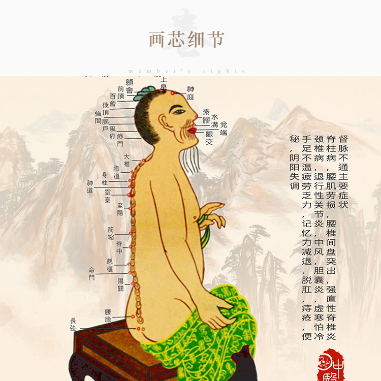 十四经脉图 中医十二经络图 任督二脉卷轴挂画诊所医院挂图装饰画