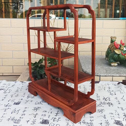 刺猬紫檀紫砂壶收纳小博古架桌上原木茶壶多宝阁茶台置物架桌面