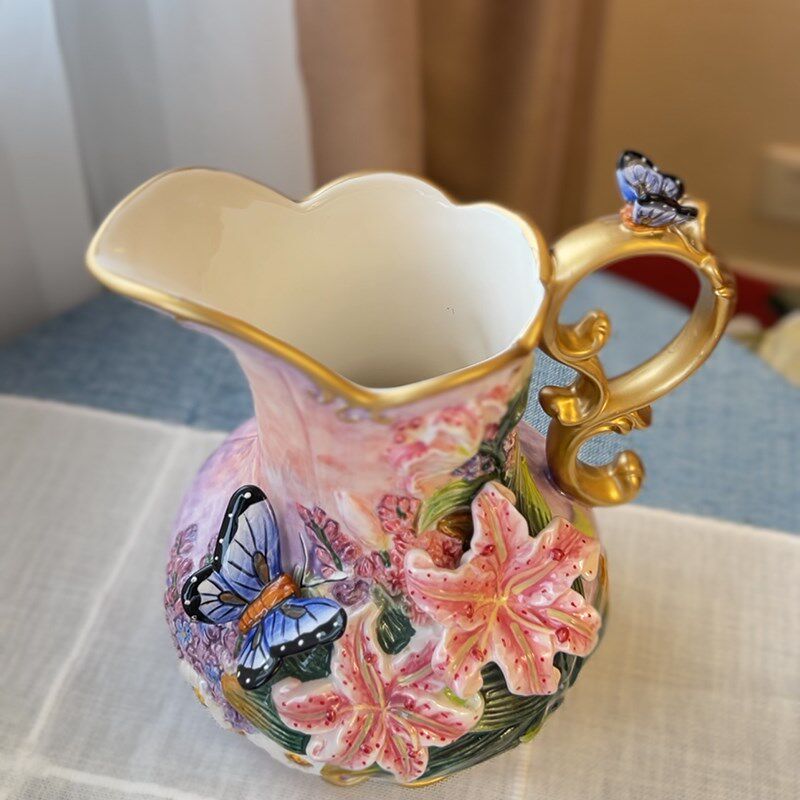 方亚陶瓷百合花花瓶摆件家居入新房结婚礼品电视柜玄关餐厅柜酒柜