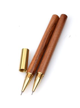 金色笔芯抄经0.5描佛像金色笔描经金笔檀香型原木笔0.5mm针管细头