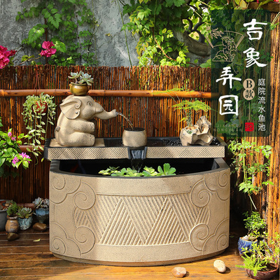 汉韵堂室外落地流水鱼缸新中式庭院露台顶楼创意摆件水池水景景观