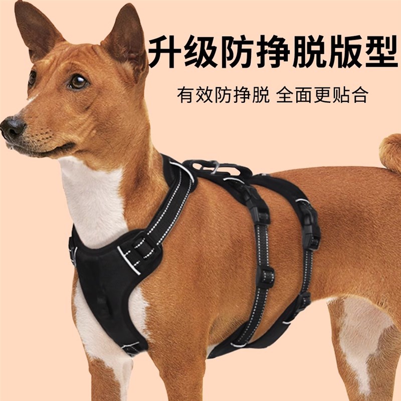狗狗牵引绳中大型犬金毛边牧牵狗绳防爆冲狗胸背带防挣脱遛狗绳子