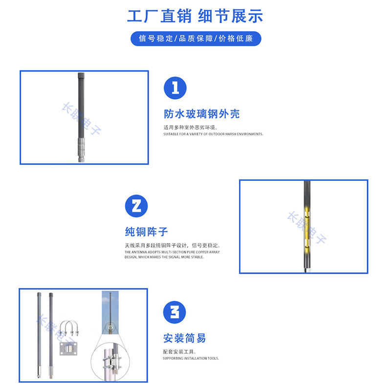 lora 433/470/868/915Mhz天线室外防水基站高增益全向玻璃纤维天