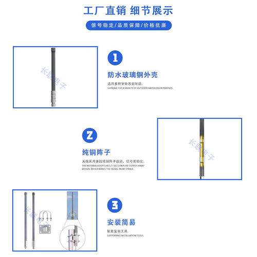 lora 433/470/868/915Mhz天线室外防水基站高增益全向玻璃纤维天