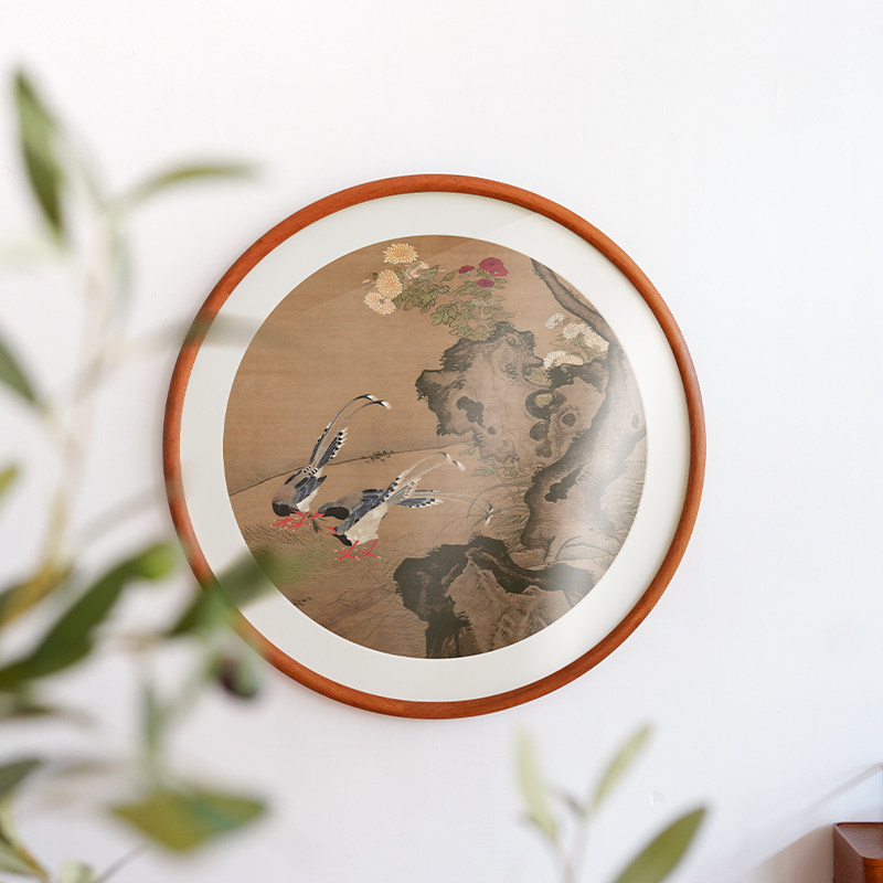 花鸟双鹤山禽图法式中国风中古风挂画古典花鸟中式高级感客厅挂画