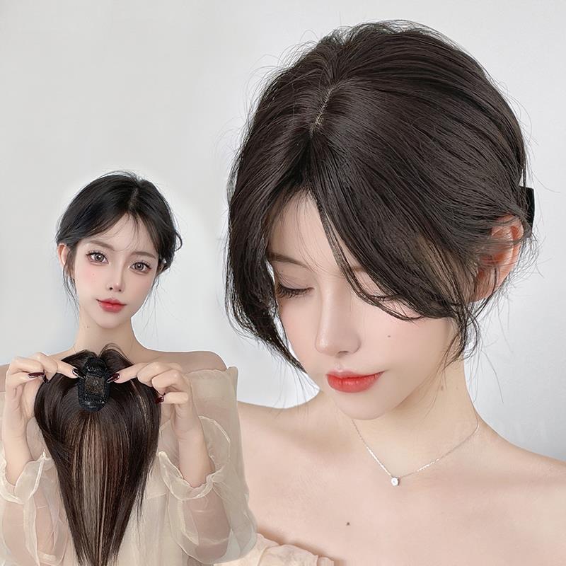 法式八字刘海假发女 头顶补发片自然无痕中分刘海真发假发片