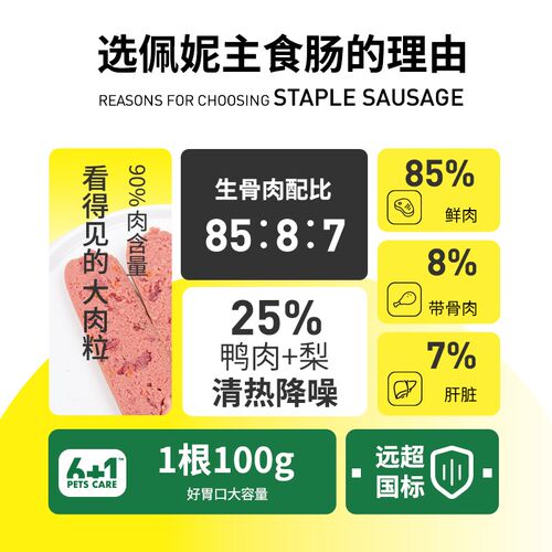 【佩妮主食】狗狗生骨肉主食肠大肉粒湿粮鸭肉梨降噪营养主粮补水