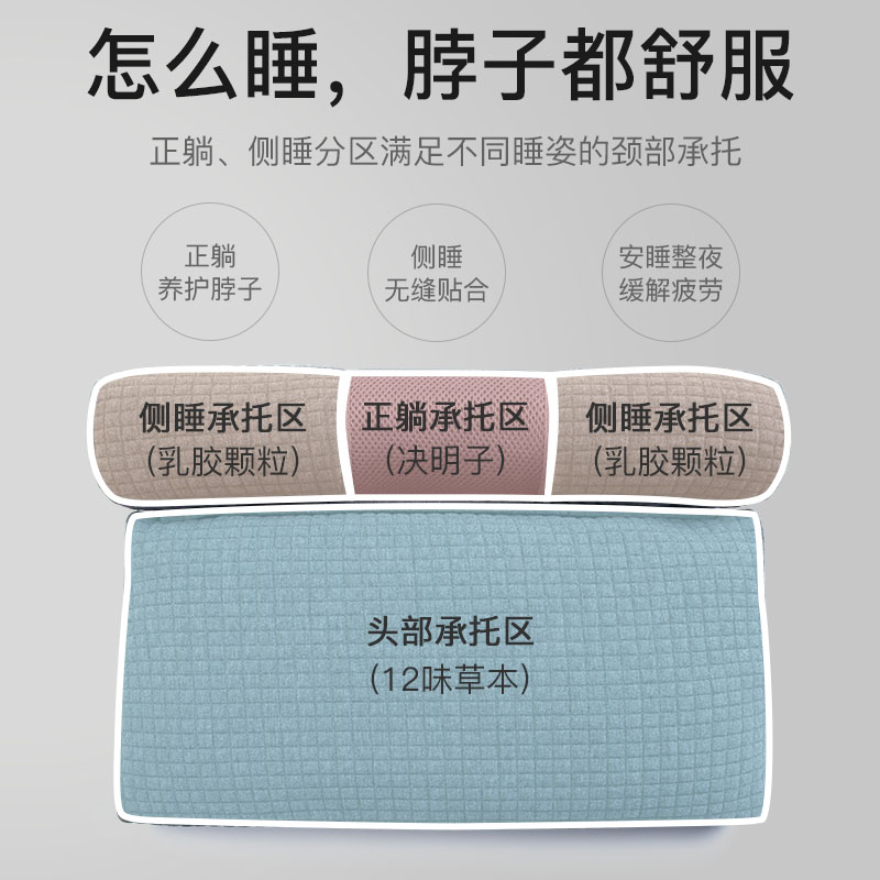 颈椎枕头护颈圆柱枕睡觉专用决明子整头硬枕芯助睡眠家用圆枕头
