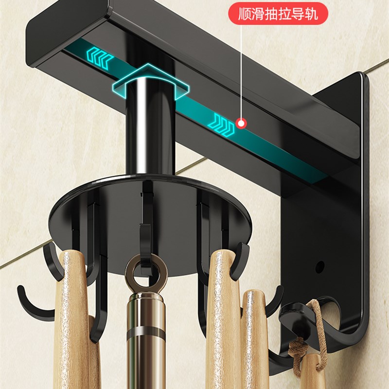 厨房壁挂式锅铲勺子挂架厨具用品收纳架免打孔旋转挂钩置物架神器