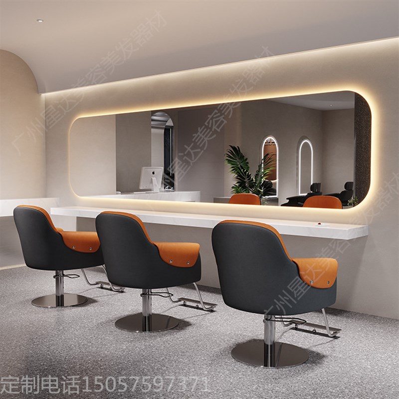 简约理髲店镜子发廊专用网红美发店镜台烫染剪发一体挂墙横挂大通
