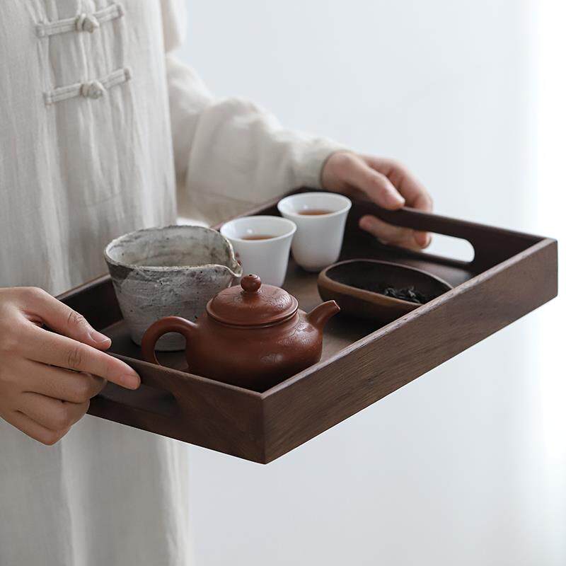 高档实木茶拖盘长方形家用茶奉盘茶台茶盘简约一个人喝茶收纳拖盘