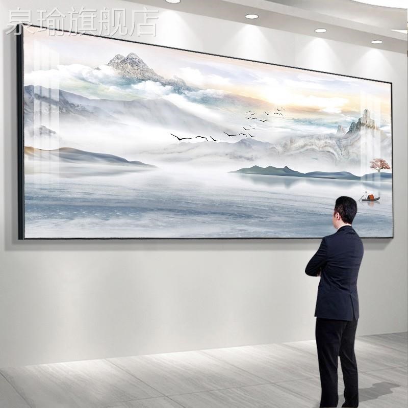 网红水新中式墨禅客厅意装饰画山水国画沙发背景墙壁办公室画大气