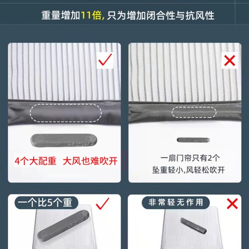 全磁条金刚网四季软纱门大门专用魔术贴加密防蚊门帘防蛟自建房