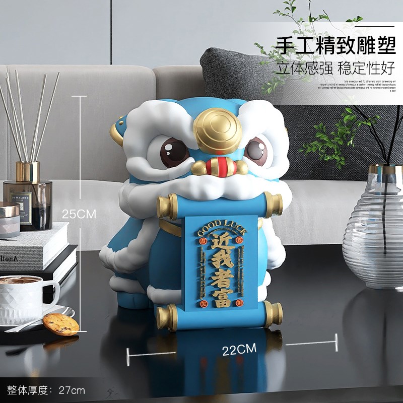国潮醒狮桌面摆件店铺收银台前台迎宾装饰品开店开业礼品乔迁礼物