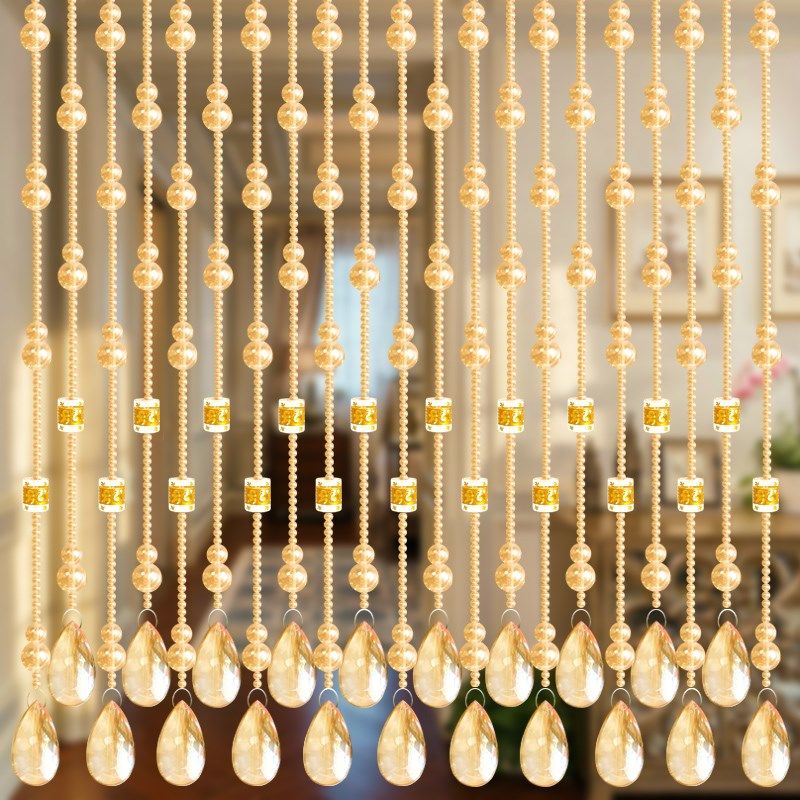 水晶葫芦珠帘卧室门帘隔断装饰免打孔撑杆厕所餐厅玄关厕所挂帘子