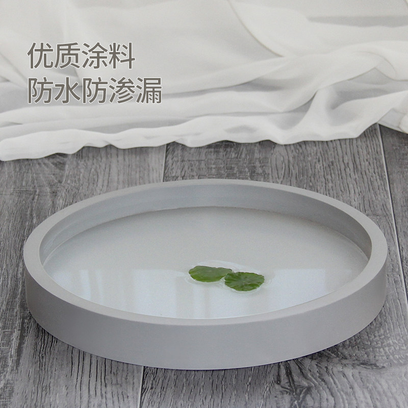 欧式圆形仿水泥花盆托盘盆景型加厚底盘接水可加轮底盘防漏水室内