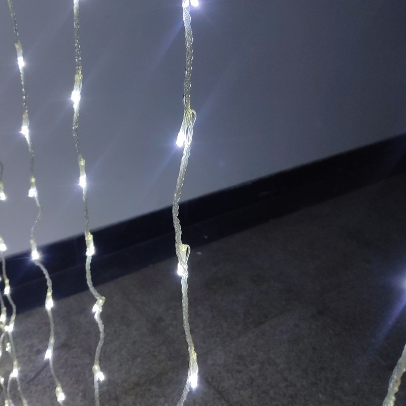 白光白色流水瀑布灯户外防水家用窗帘灯闪灯彩灯串挂灯新年装饰灯
