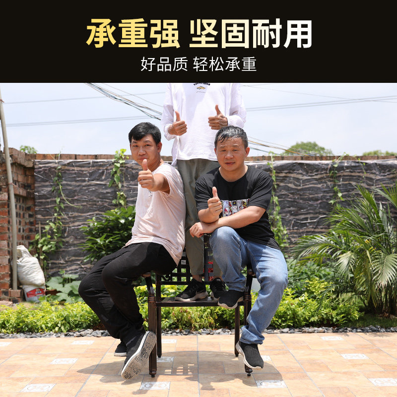 远茂室外铸铝桌椅防腐木桌户外桌椅庭院铁艺别墅露台桌子休闲组合