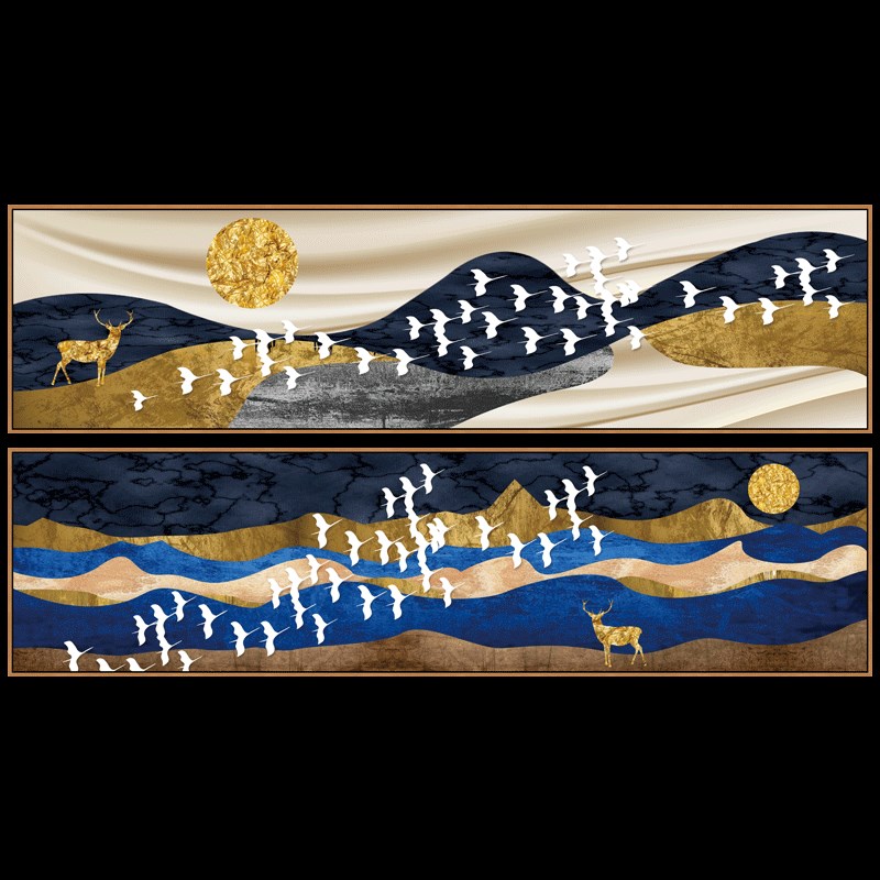 新中式抽象客厅装饰画卧室床头长条挂画沙发背景墙组合壁画餐厅画