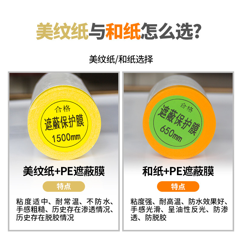 雅萍pe保护膜装修喷漆美纹纸防尘膜油漆喷涂防护膜和纸遮蔽膜整箱