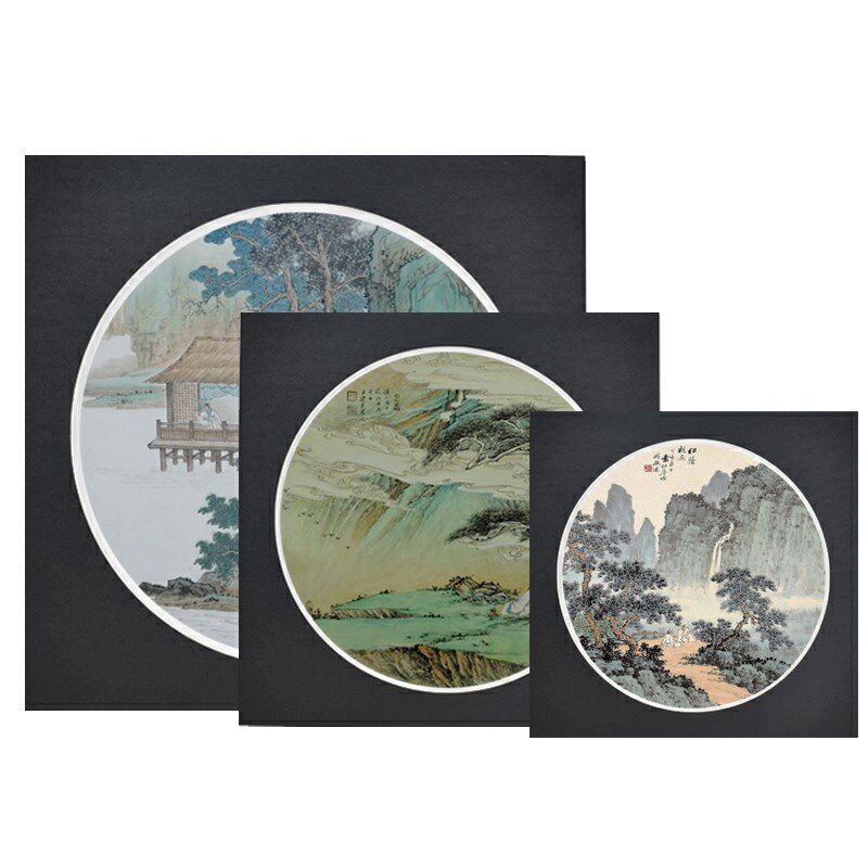 裱书画书法水彩素描水墨画国画简易卡纸相框圆形剪纸画框装裱相框