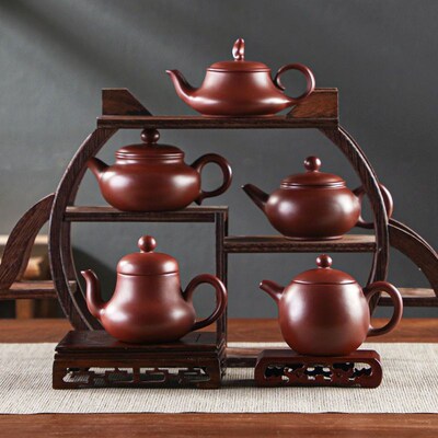 潮州入门级全手工朱泥手拉壶小容量冲罐泡茶壶紫砂壶功夫茶具宜兴