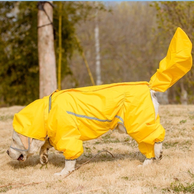 宠物狗连帽中大型犬四脚全包雨衣阿拉斯加萨摩耶大狗包尾巴雨披