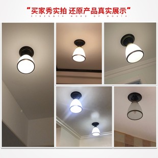 美式乡村吸顶灯阳台过道灯具圆形简约卧室玻璃灯罩吸顶灯饰