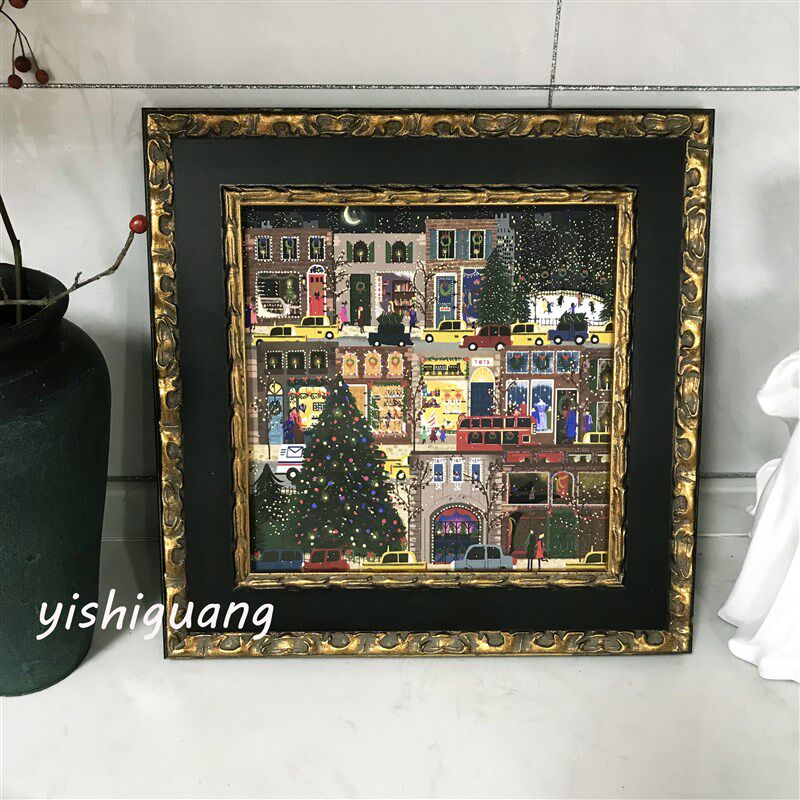 实木复古做旧油画外框相片框十字绣装裱框画框空框架定做尺寸