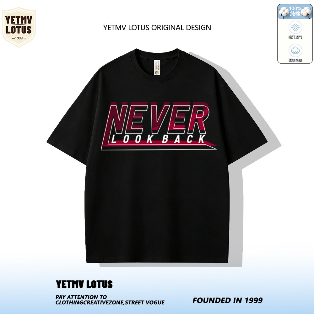 YETMVLOTUS字母印花纯棉T恤