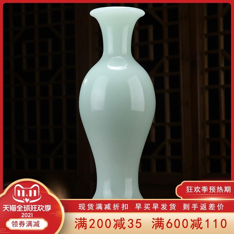 青汉白玉精美玉石花瓶摆件插花器皿简约家用创意家居客厅装饰礼品