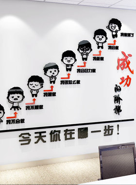 防水墙贴 3d立体 亚克力书房教室励志卡通动漫可爱激励标语哪一步