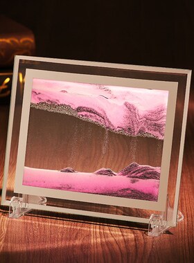 3d流沙画圆形玻璃工艺品沙漏生日礼物创意礼品客厅摆件商务礼品