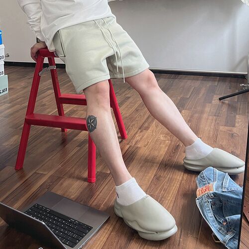 美式宽松重磅休闲膝上短裤松紧腰抽绳短卫裤纯色基础款运动潮男