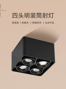 初识灯饰 明装射灯四头家用客厅吸顶灯替代无主灯LED过道天花灯