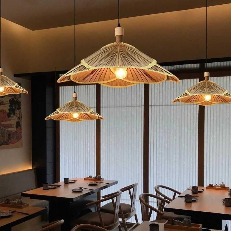 竹编吊灯中式竹艺灯笼竹灯餐厅禅意单头灯具茶室民宿火锅店灯