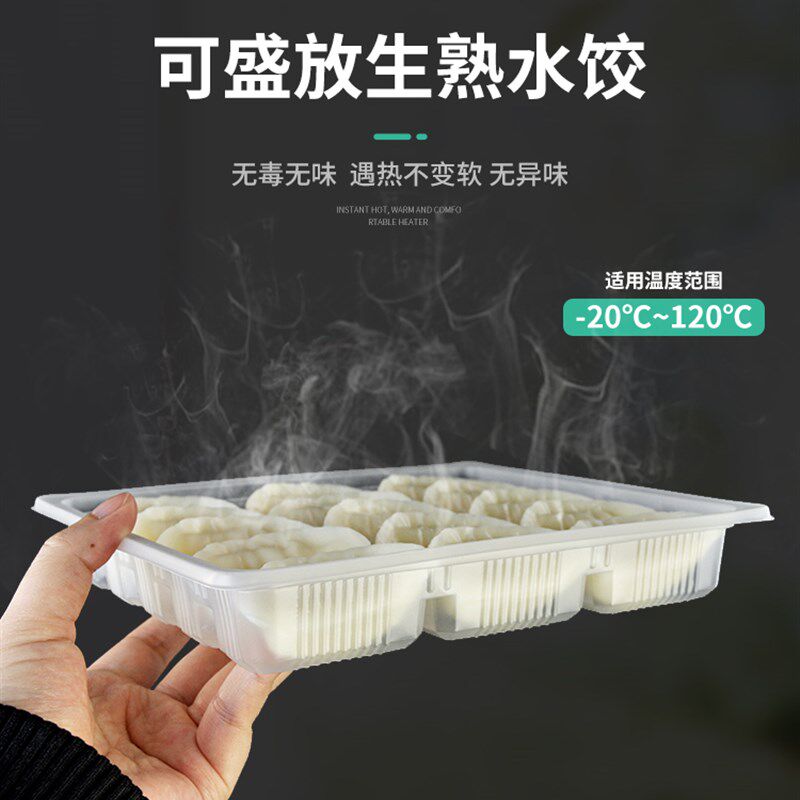 加厚盖饺子盒一次性水饺打包盒外卖商用速冻带盖透明磨砂塑料托盘