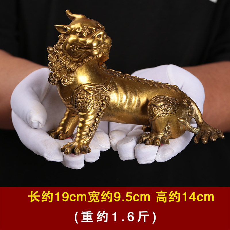 黄铜谛听摆件地藏王坐骑神兽 手工铜质中式镇宅摆设