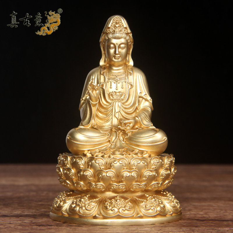 真古意 铜婆娑三圣佛像摆件释迦牟尼佛佛观音菩萨地藏王菩萨随身