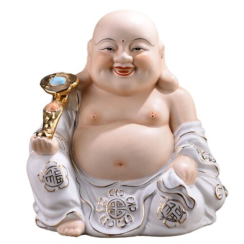 创意陶瓷弥勒佛佛像摆件客厅家居招财大肚笑佛菩萨供奉摆设工艺品