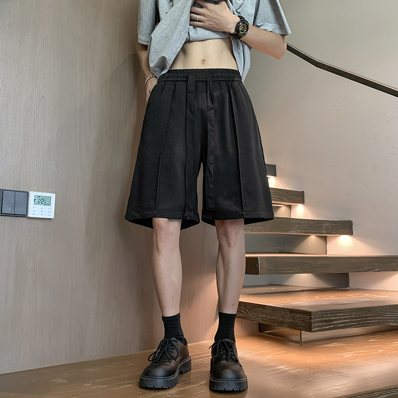 垂感休闲纯色西装短裤男生夏季宽松裤子潮流外穿男款五分抽绳西裤图片