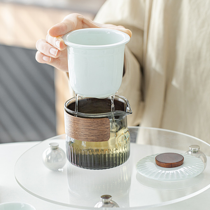 快客杯旅行茶具套装一壶三杯玻璃杯便捷式户外随行杯功夫茶具简约