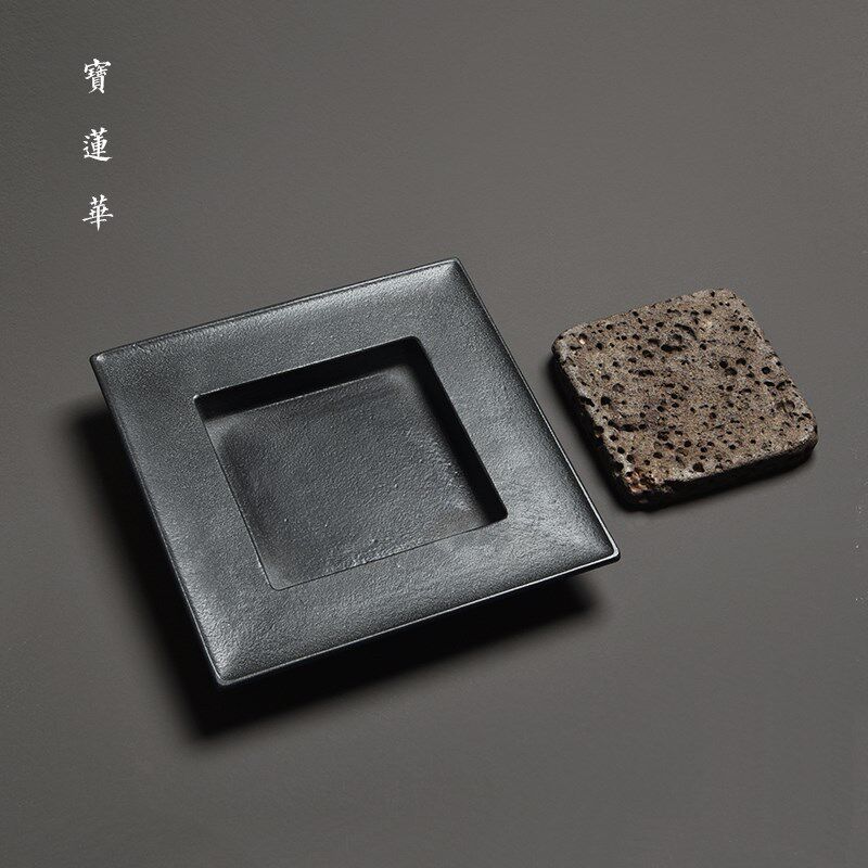 四水归堂干湿两用茶盘 乌金石火山岩石壶承 茶托干泡茶台盘养壶托